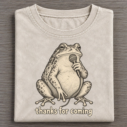 Frog Thanks For Coming Unbothered Creatures Vintage T-shirt – Off White