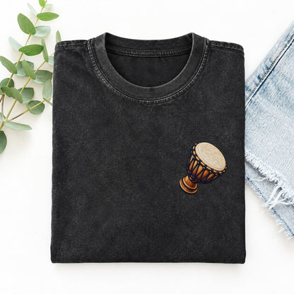 Djembe Rope Goblet Left Chest Thread Signatures II Left Chest Vintage T-shirt – Black