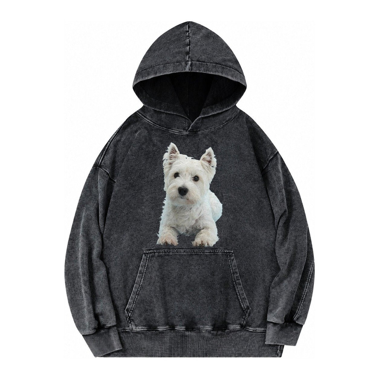 West Highland White Terrier Vintage Washed Hoodie – Black
