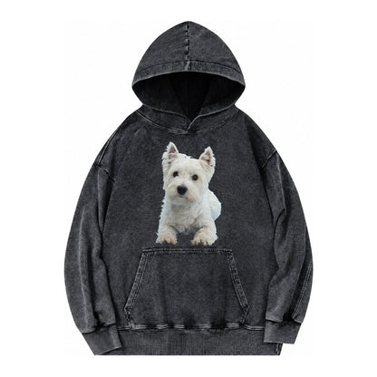West Highland White Terrier Vintage Washed Hoodie – Black