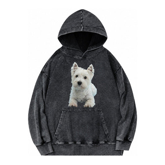 West Highland White Terrier Vintage Washed Hoodie – Black