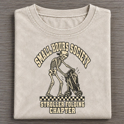 Stroller Fold Small Hours Society Vintage T-shirt – Off White