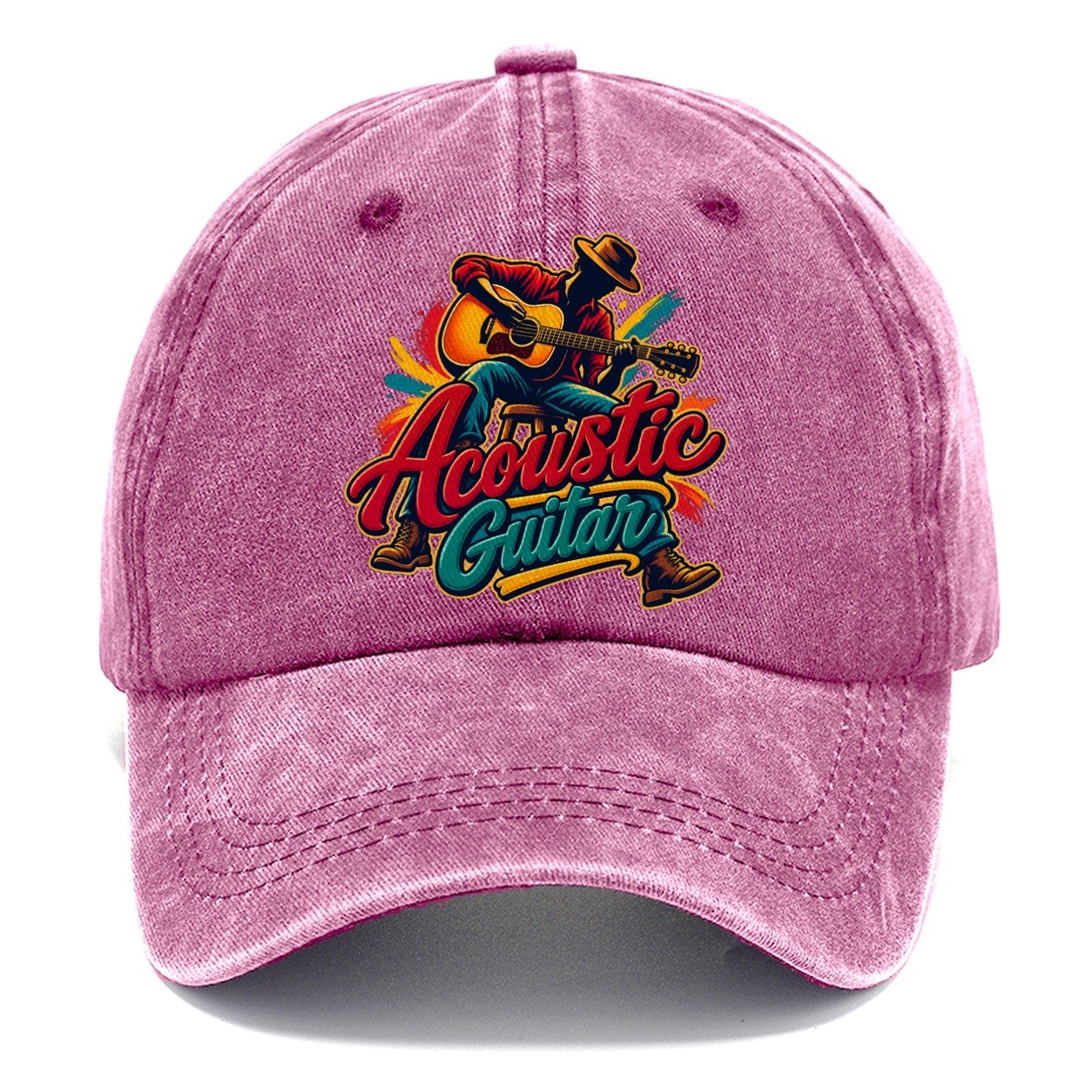 Acoustic Guitar Wordmark Music Instruments Classic Cap – Dusty Rose