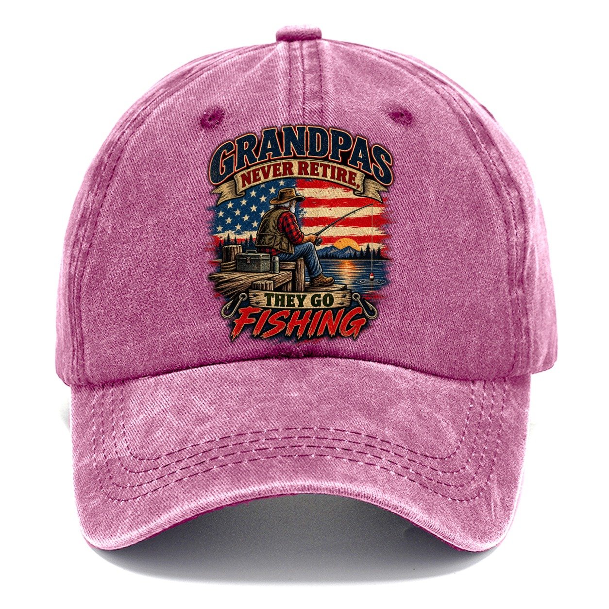 Grandpas Never Retire They Go Fishing Old Man Strong Classic Cap – Dusty Rose