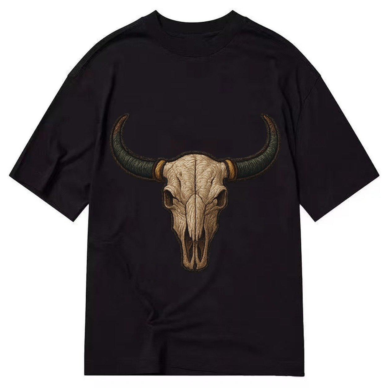 Bull Skull Longhorn Skull With Horns Classic T-shirt – Black