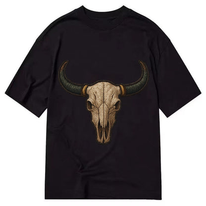 Bull Skull Longhorn Skull With Horns Classic T-shirt – Black