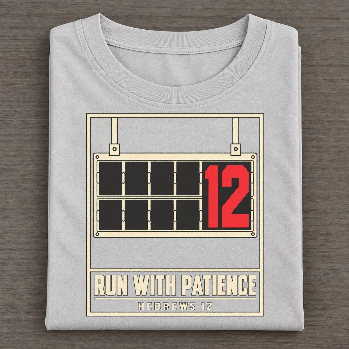 Run With Patience Pit Board Parables Classic T-shirt – Grey