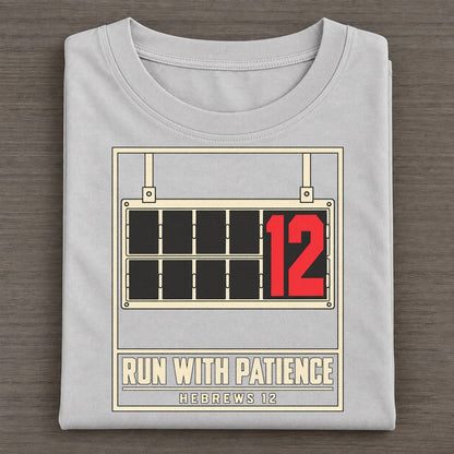 Run With Patience Pit Board Parables Classic T-shirt – Grey