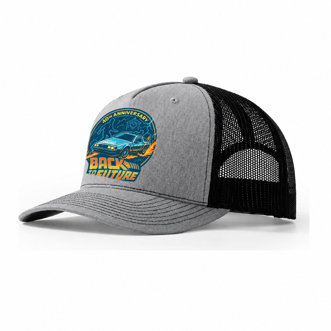 Back To The Future 40th Anniversary Trucker Hat – Sport Grey-Black