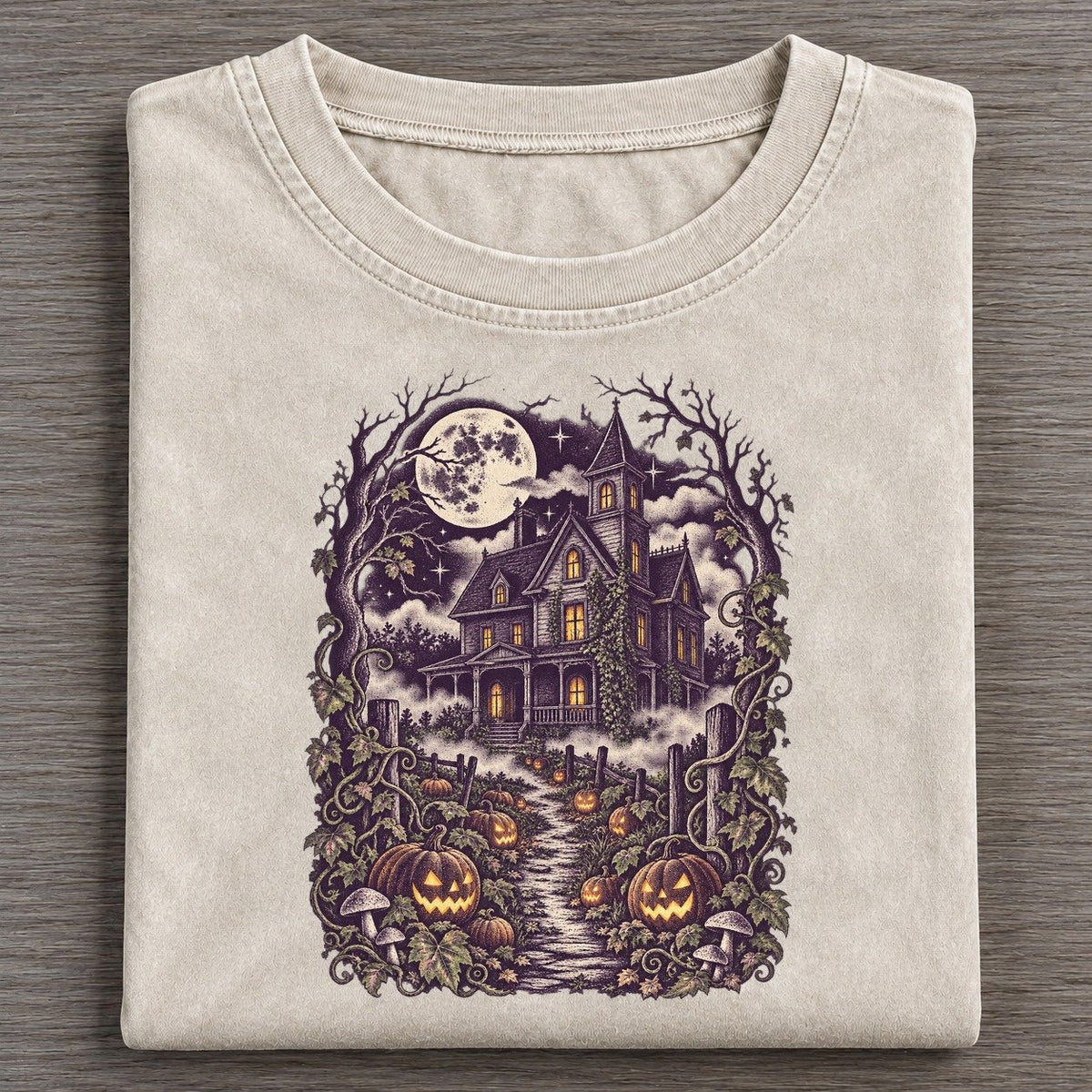 Pumpkin Patch Farmhouse Midnight Haunt Vintage T-shirt – Off White