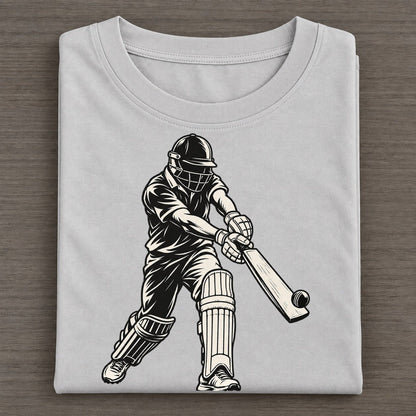 Cricket Batter Cover Drive Global Sports Ink Figures Classic T-shirt – Grey