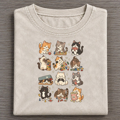 Game Night Cat Club Vintage T-shirt – Off White