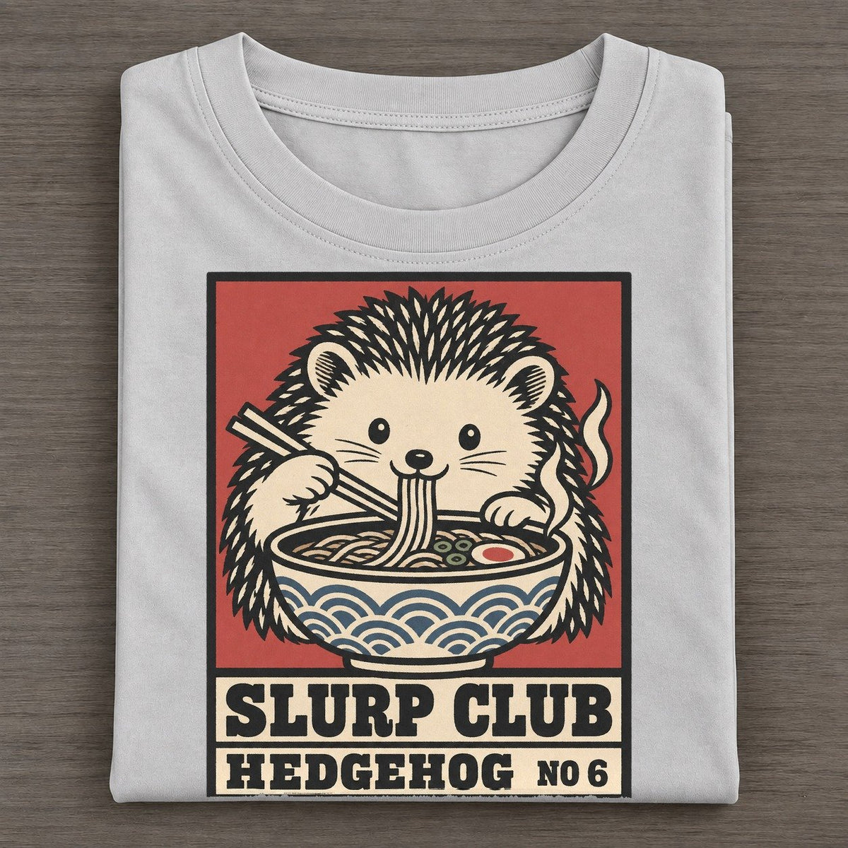 Hedgehog Soba Slurp Club Classic T-shirt – Grey
