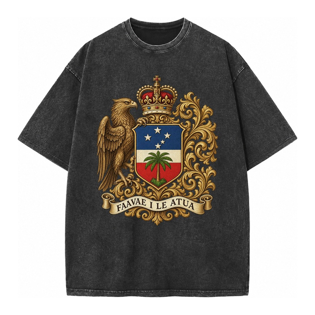 South Africa Springbok Emblem Springbok With Protea Green Go Vintage T-shirt – Black