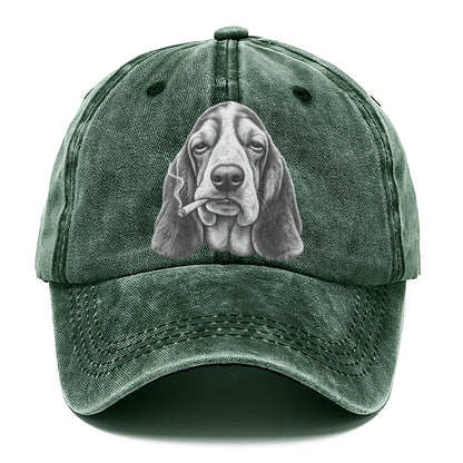 Basset Hound A Loosely Hand Rolled Cigarette Smoking Dogs Smoking Dogs Portraits Classic Cap – Forest Mist