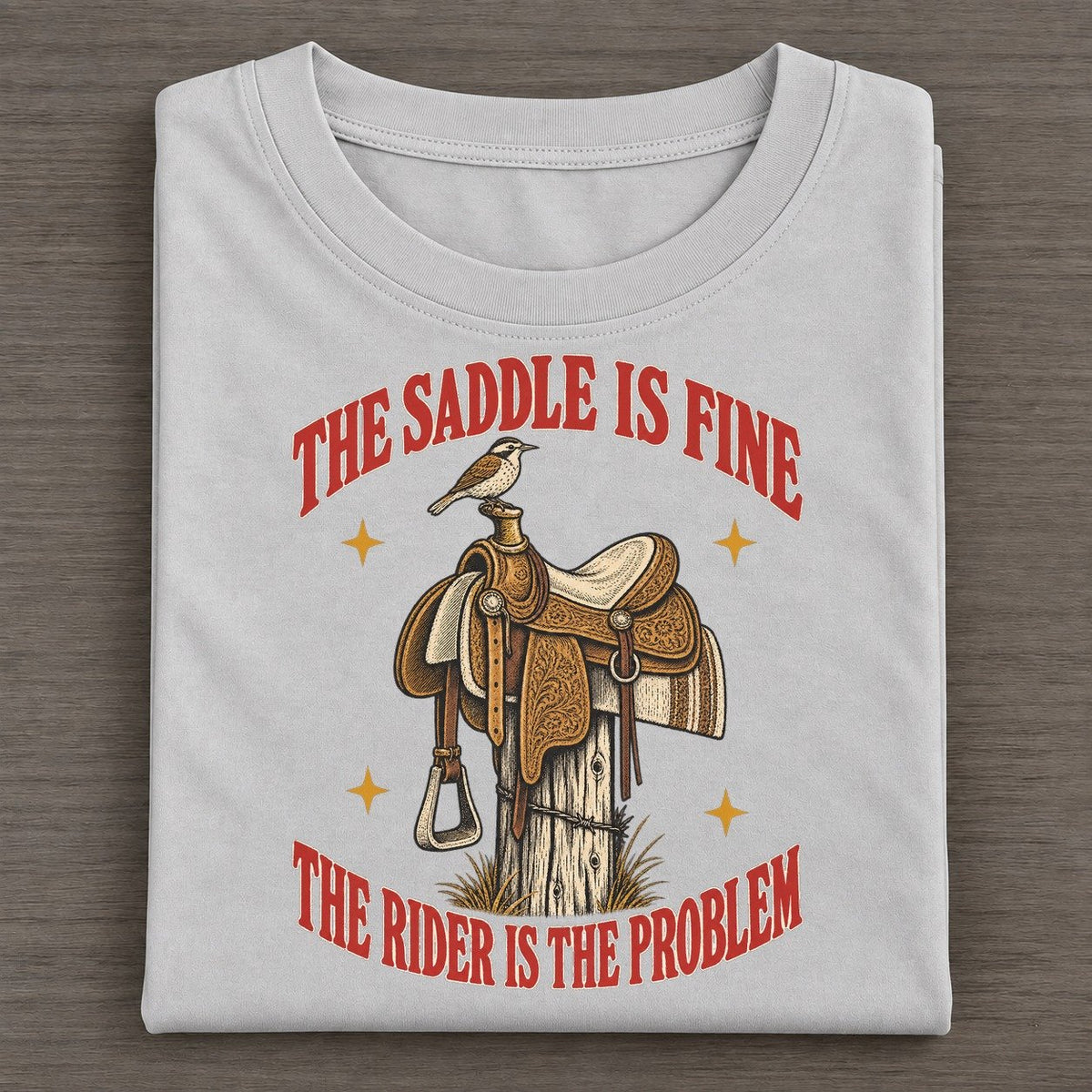 The Rider Is The Problem Unhinged Affirmations Classic T-shirt – Grey