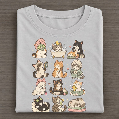 Spa Day Cat Club Classic T-shirt – Grey