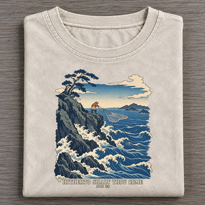 Hitherto Shalt Thou Come The Great Deep Vintage T-shirt – Off White