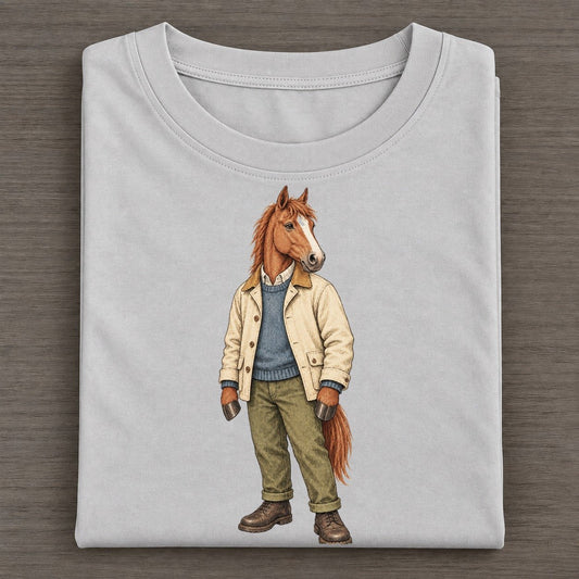 Chestnut Horse Wardrobe Portrait Wild Wardrobe Portraits Classic T-shirt – Grey