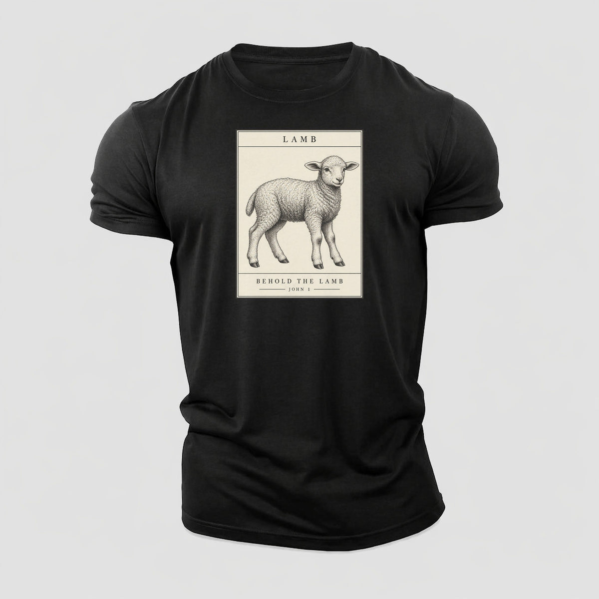 Lamb Specimen Plate Creature Canticle Cotton T-Shirt – Black