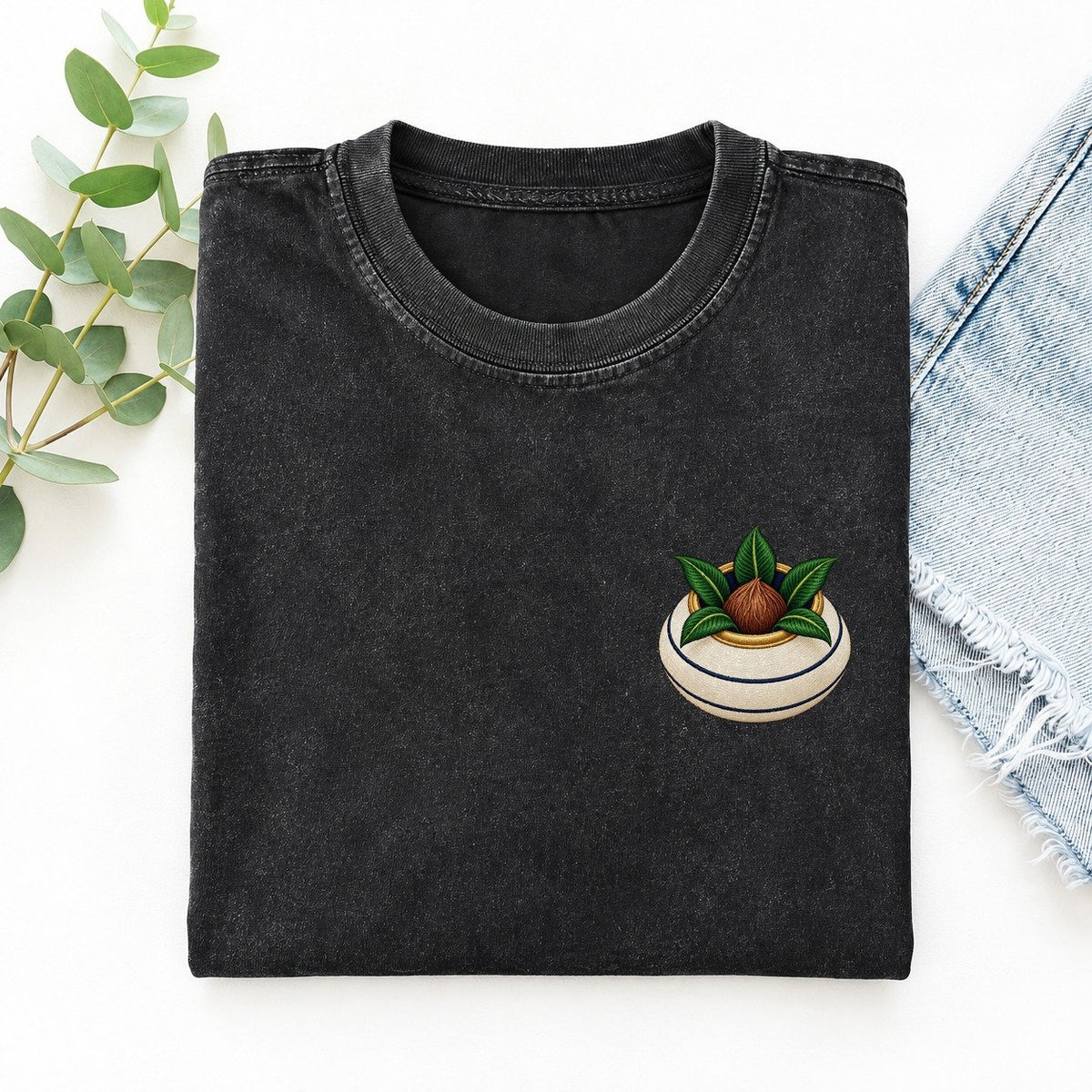 Kalash Coconut Crown Left Chest Vintage T-shirt – Black