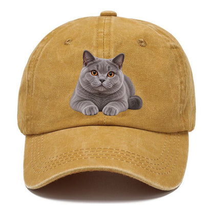 British Shorthair Reclining Paws Forward Realistic Cat Portrait Classic Cap – Golden Harvest