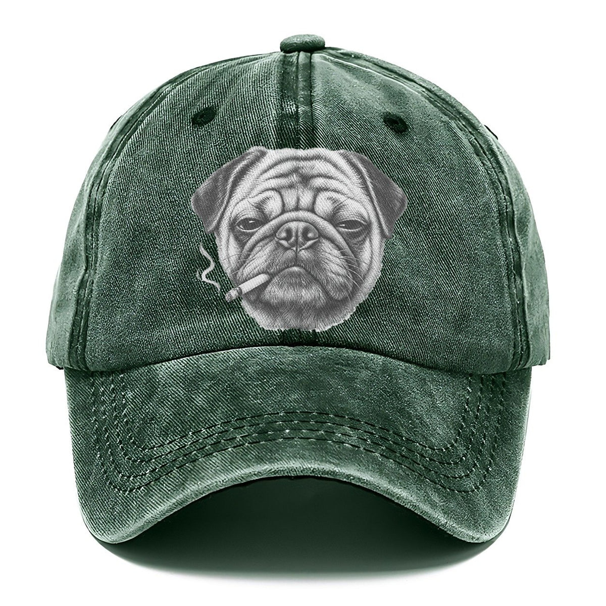 Pug A Lit Cigarette Smoking Dogs Smoking Dogs Portraits Classic Cap – Forest Mist