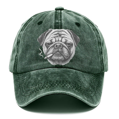 Pug A Lit Cigarette Smoking Dogs Smoking Dogs Portraits Classic Cap – Forest Mist