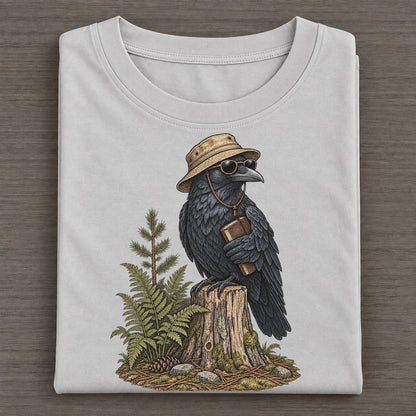 Crow Field Notes Slow Camp Club Classic T-shirt – Grey