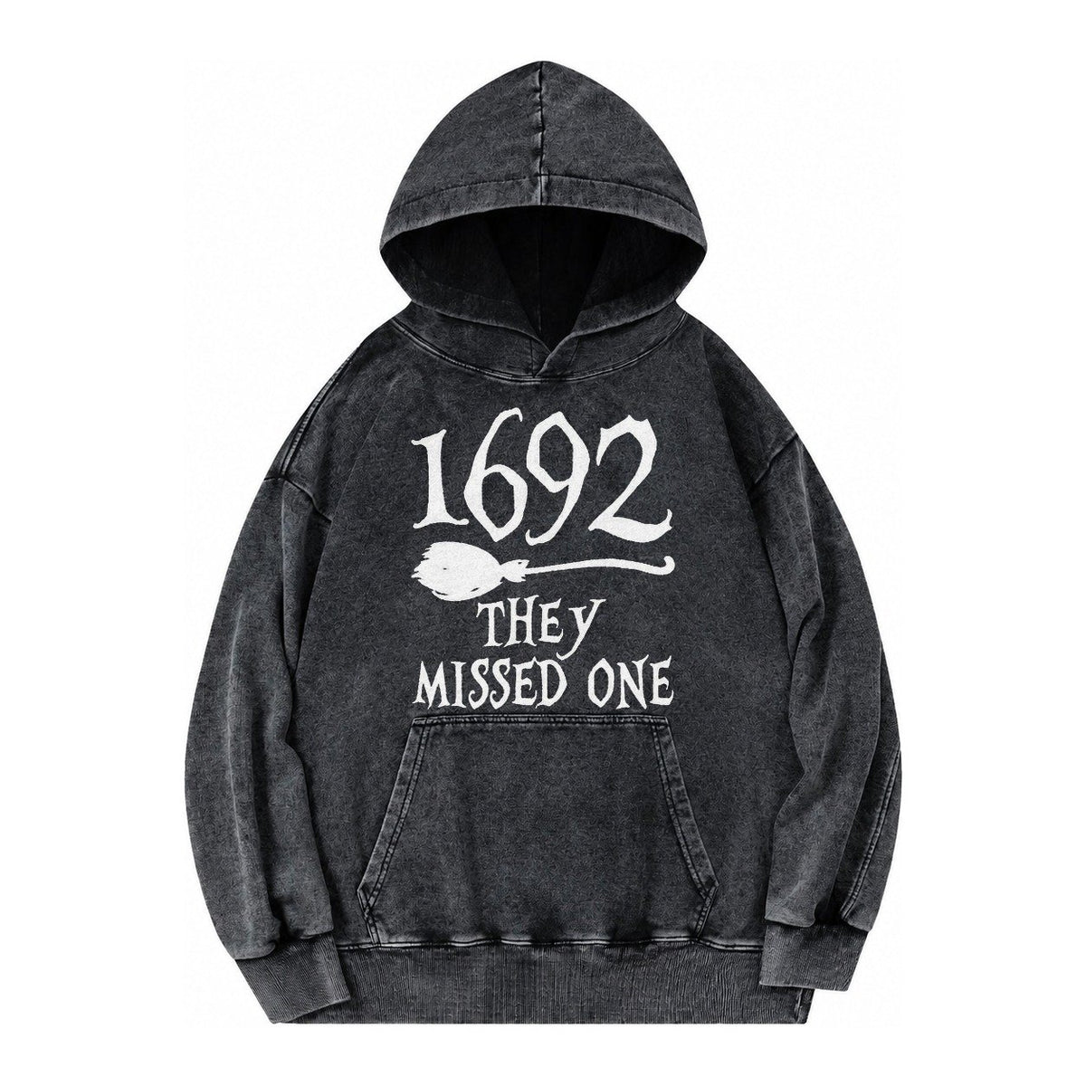 1692 They Missed One Vintage Washed Hoodie – Black