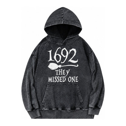 1692 They Missed One Vintage Washed Hoodie – Black