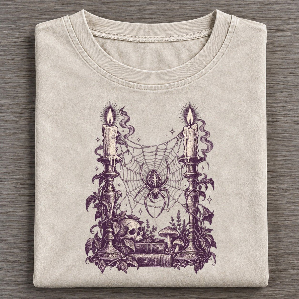 Spider Candlesticks Midnight Haunt Vintage T-shirt – Off White