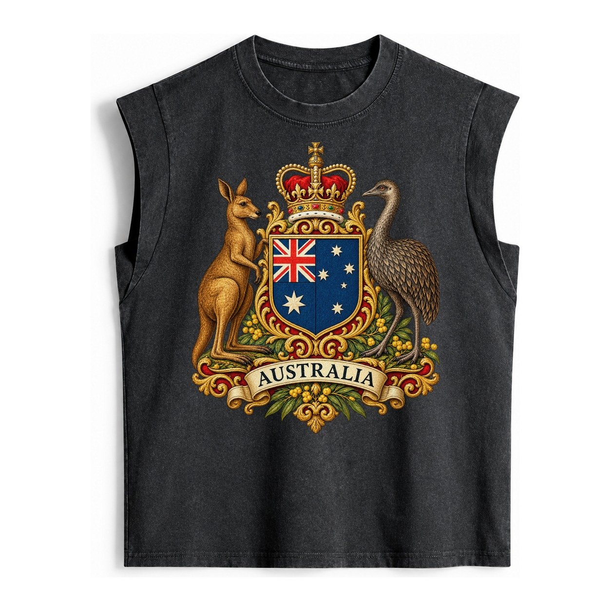 Heritage Coat Badge Vintage Washed Tank – Black