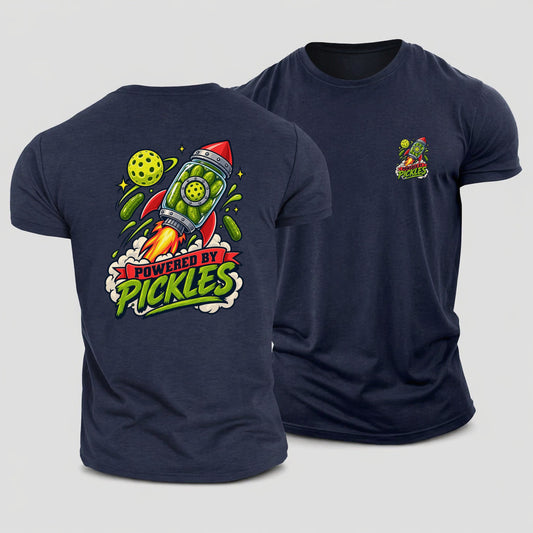 Powered By Pickles Pickleball Life Cotton T-Shirt – Navy
