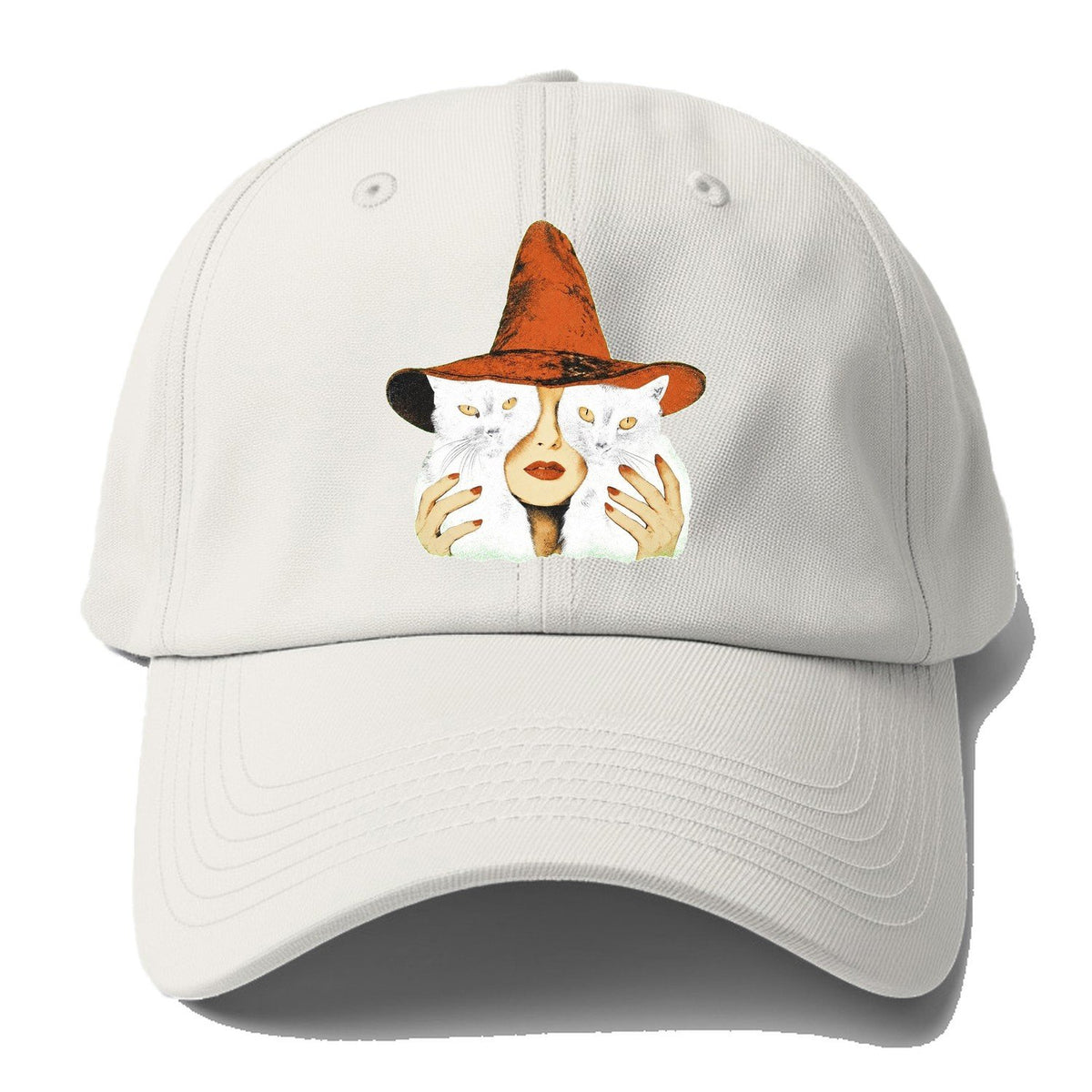 Witch Face With Cats Baseball Cap – Off White