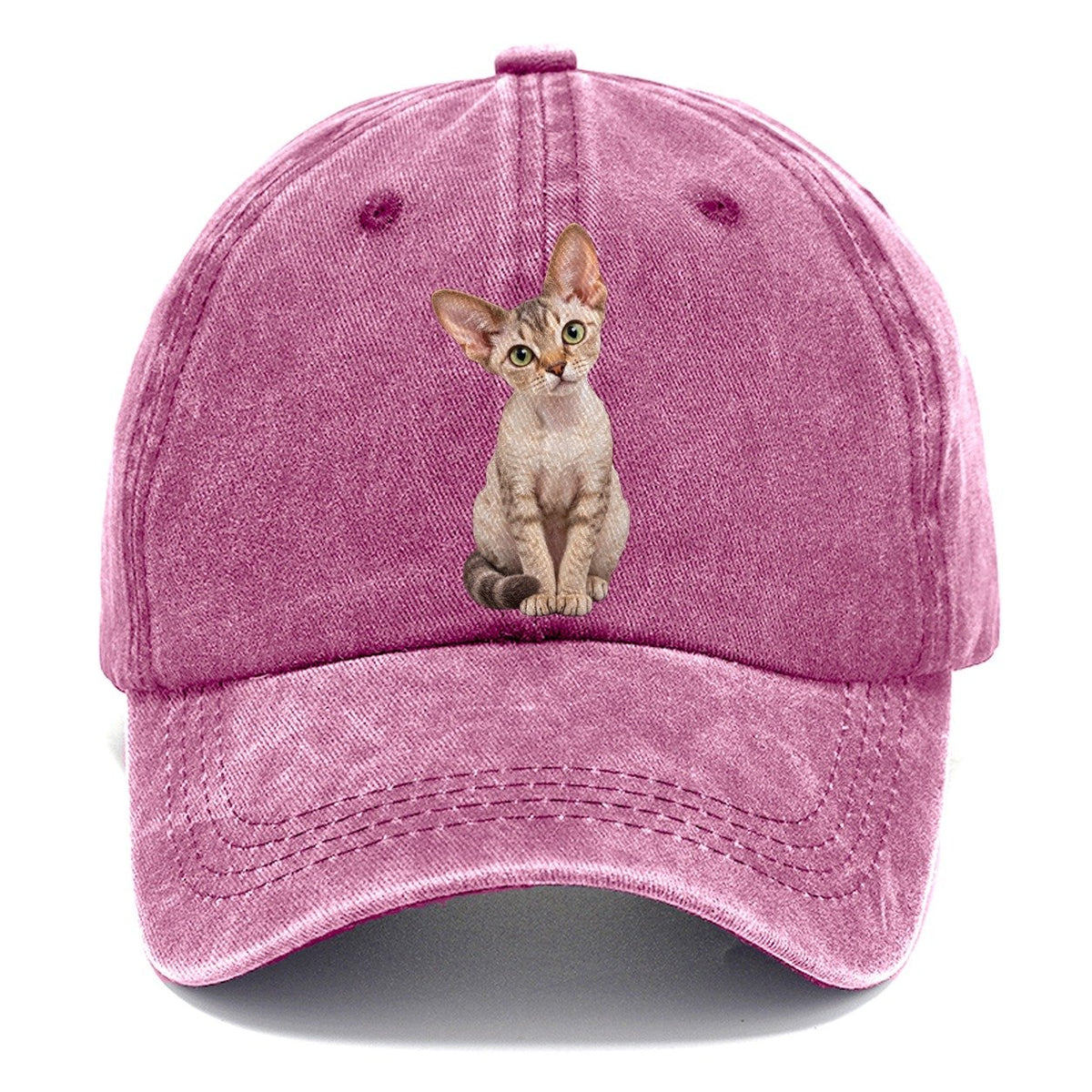 Devon Rex Seated Portrait Realistic Cat Portrait Classic Cap – Dusty Rose