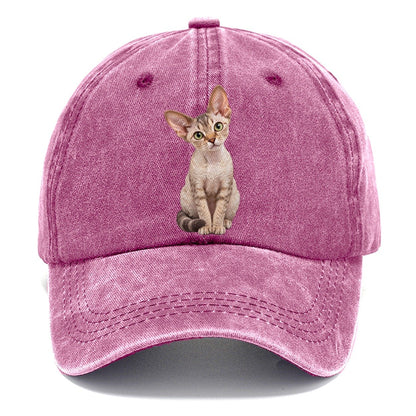 Devon Rex Seated Portrait Realistic Cat Portrait Classic Cap – Dusty Rose