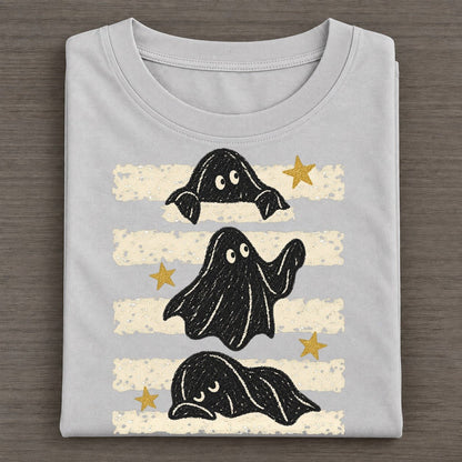Chalk Ghosts Night Stripes Classic T-shirt – Grey