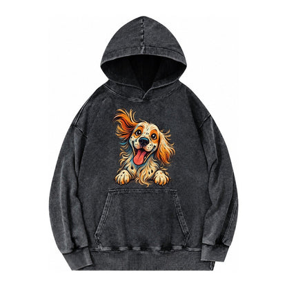 English Springer Spaniel Vintage Washed Hoodie – Black