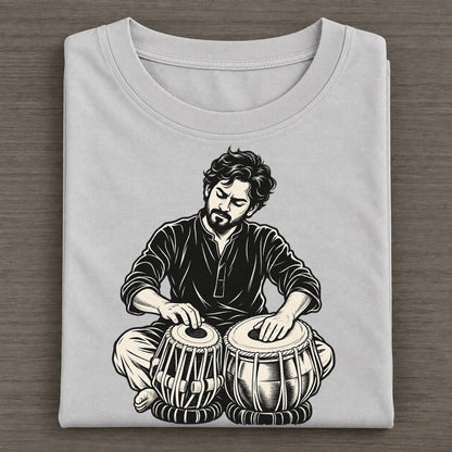Tabla Player Bass Drum Bend Global Music Ink Figures Classic T-shirt – Grey