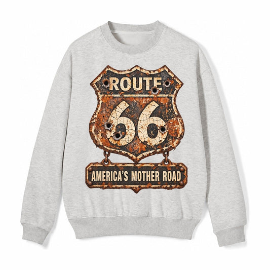 Route 66 Weathered Fleece Sweatshirt – Light Gray