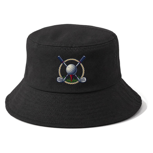 Crossed Clubs Crest Golf Life Bucket Hat – Black
