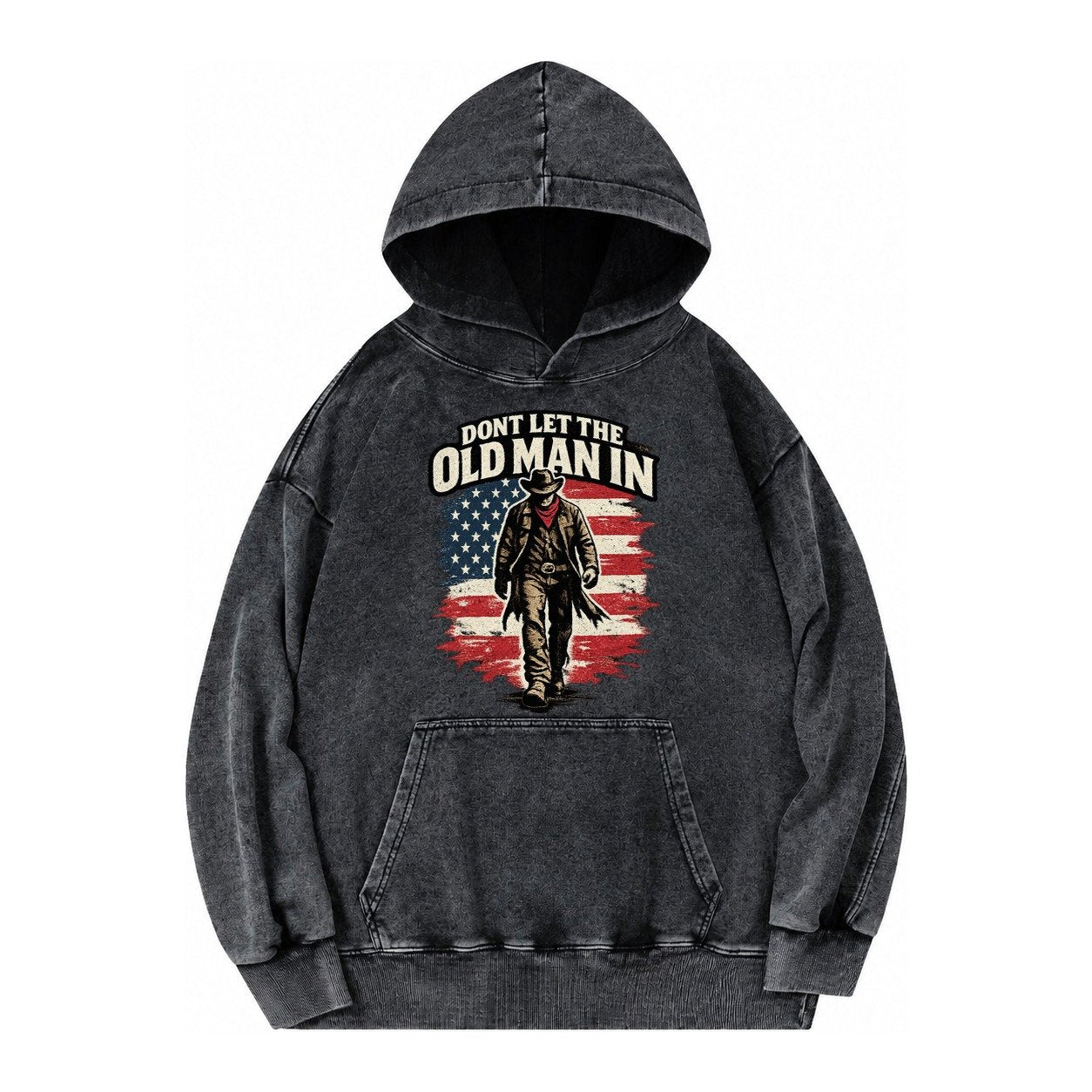 Dont Let The Old Man In Vintage Washed Hoodie – Black