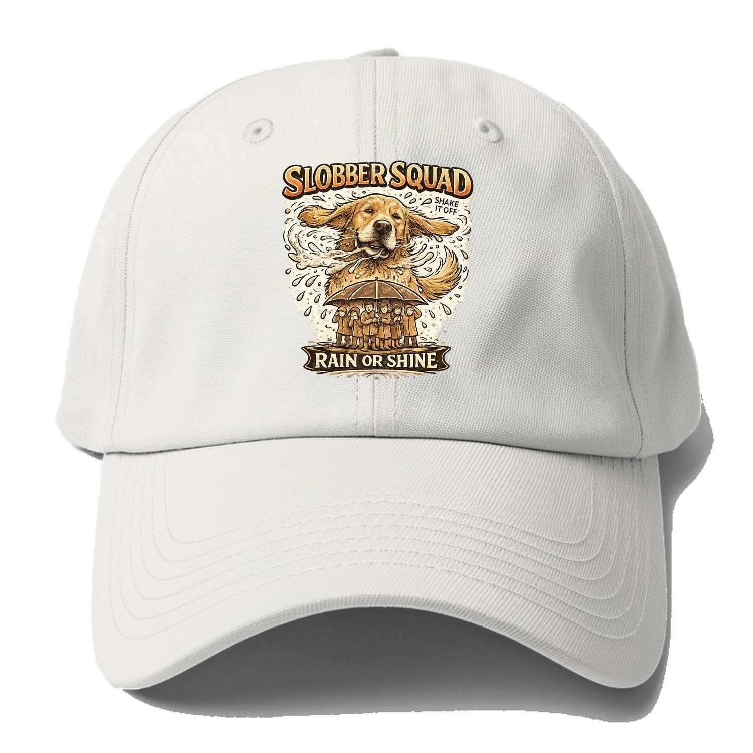 Golden Retriever Slobber Squad Baseball Cap – Off White