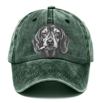 Dachshund A Lit Cigarette Smoking Dogs Smoking Dogs Portraits Classic Cap – Forest Mist