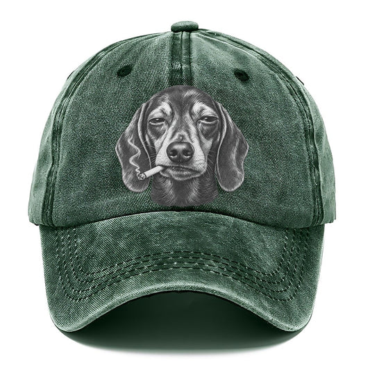 Dachshund A Lit Cigarette Smoking Dogs Smoking Dogs Portraits Classic Cap – Forest Mist