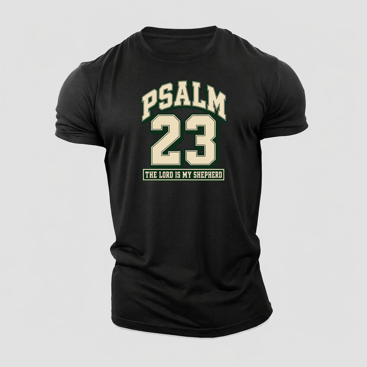 Psalm 23 Varsity Chapel Varsity Cotton T-Shirt – Black