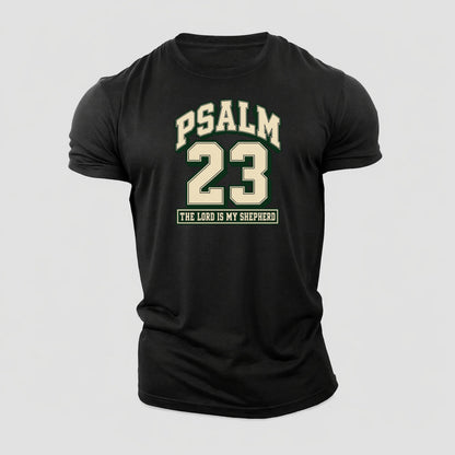 Psalm 23 Varsity Chapel Varsity Cotton T-Shirt – Black