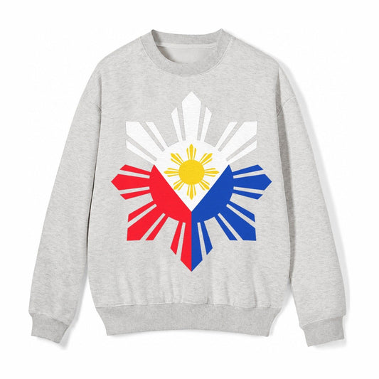 Philippines Iconic Sun And Stars Fleece Sweatshirt – Light Gray