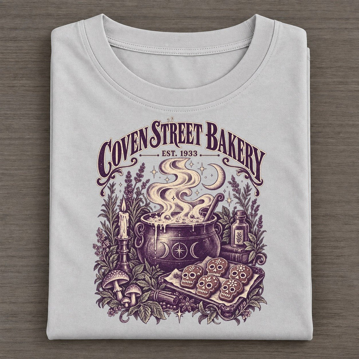 Coven Street Bakery Midnight Haunt Classic T-shirt – Grey